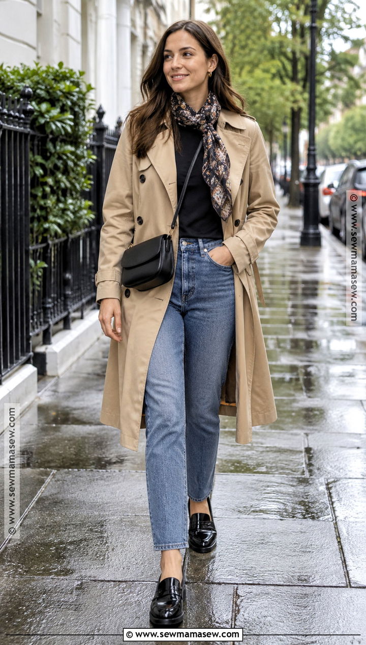 Trench Coat and Ankle Jeans September Outfit - 15 september style challenge ideas
