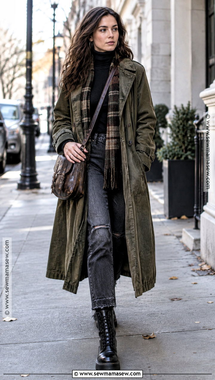 Trench Coat and Combat Boots Grungy Fall Outfit - 25 grungy fall outfits