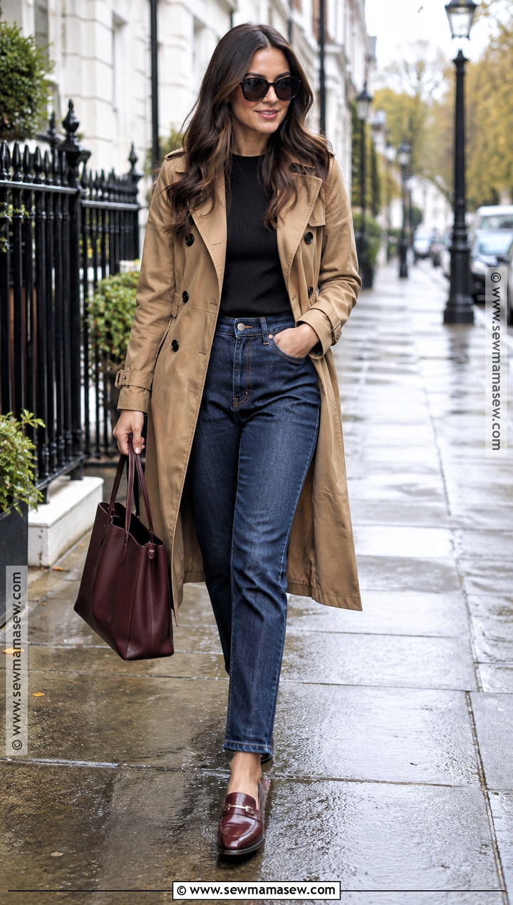 Trench Coat and Dark Wash Denim Fall Outfit - 15 Fall 2026 Looks for Women
