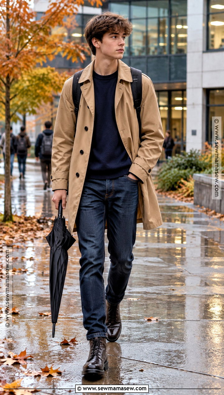 Trench Coat and Dark Wash Jeans Fall School Outfit - 15 cute outfits for school for highschool fall
