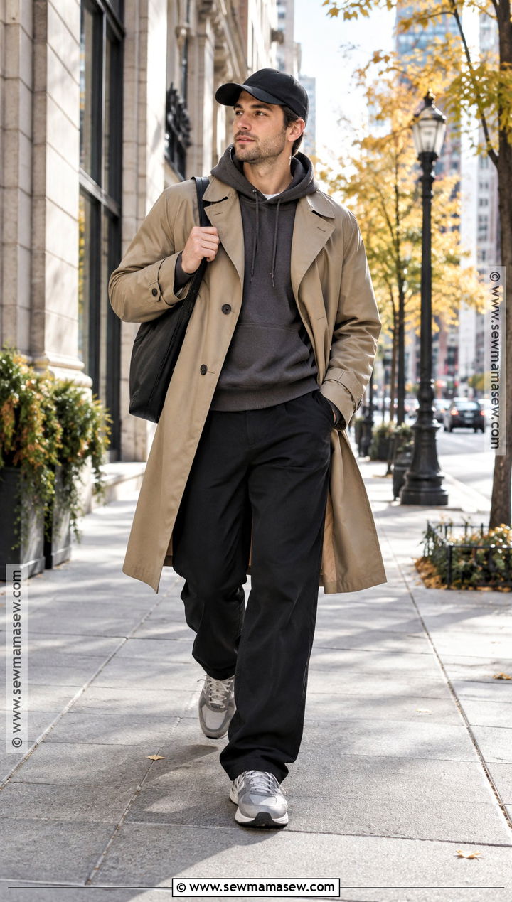 Trench Coat and Hoodie Outfit - 25 fall drip outfits for men
