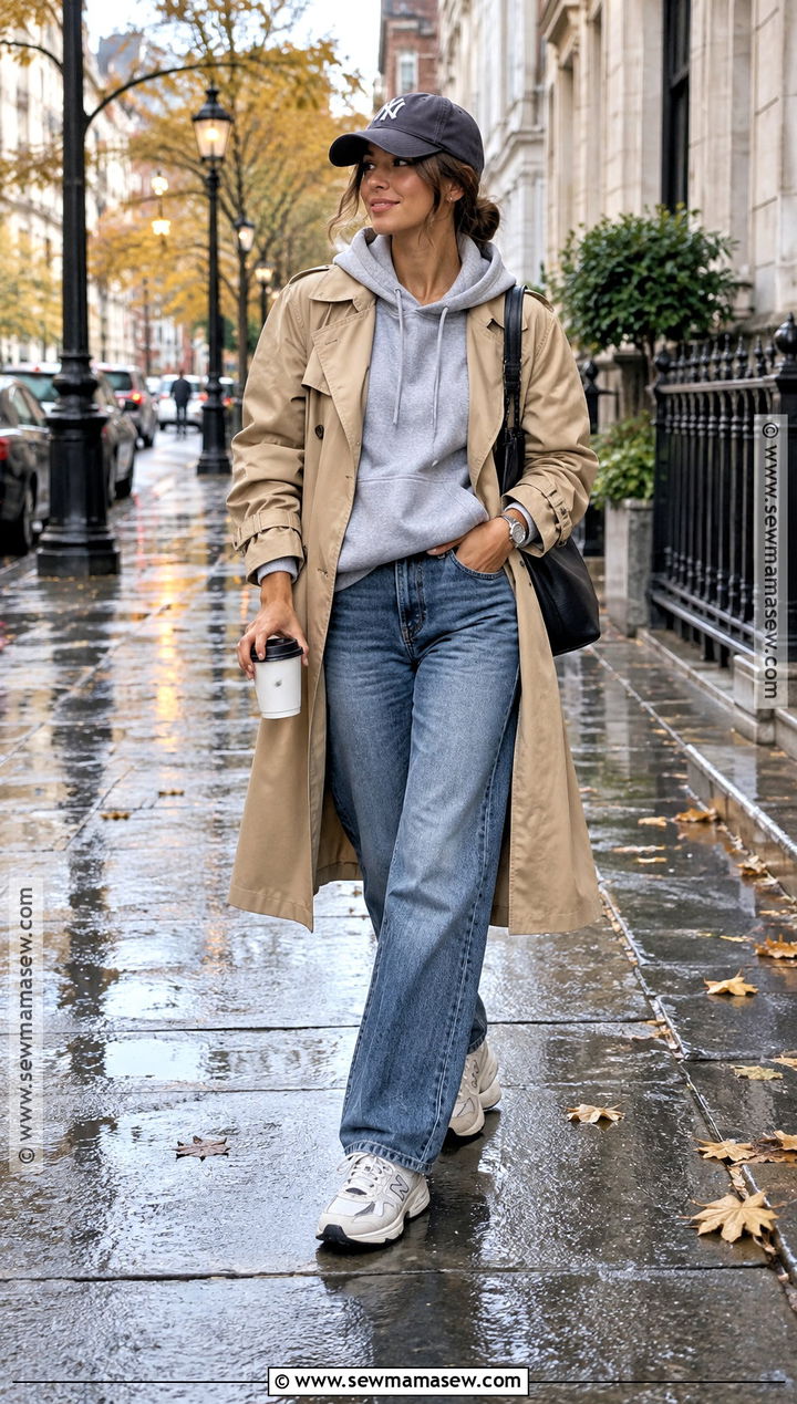 Trench Coat and Hoodie Outfit - 15 Fall Outfits Streetwear for Women