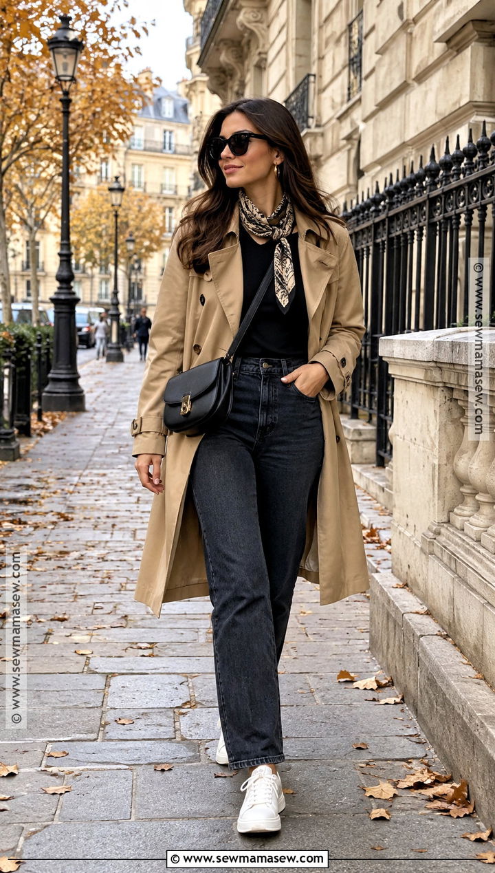 Trench Coat and Jeans Fall Europe Outfit - 20 Fall Europe Trip Outfits