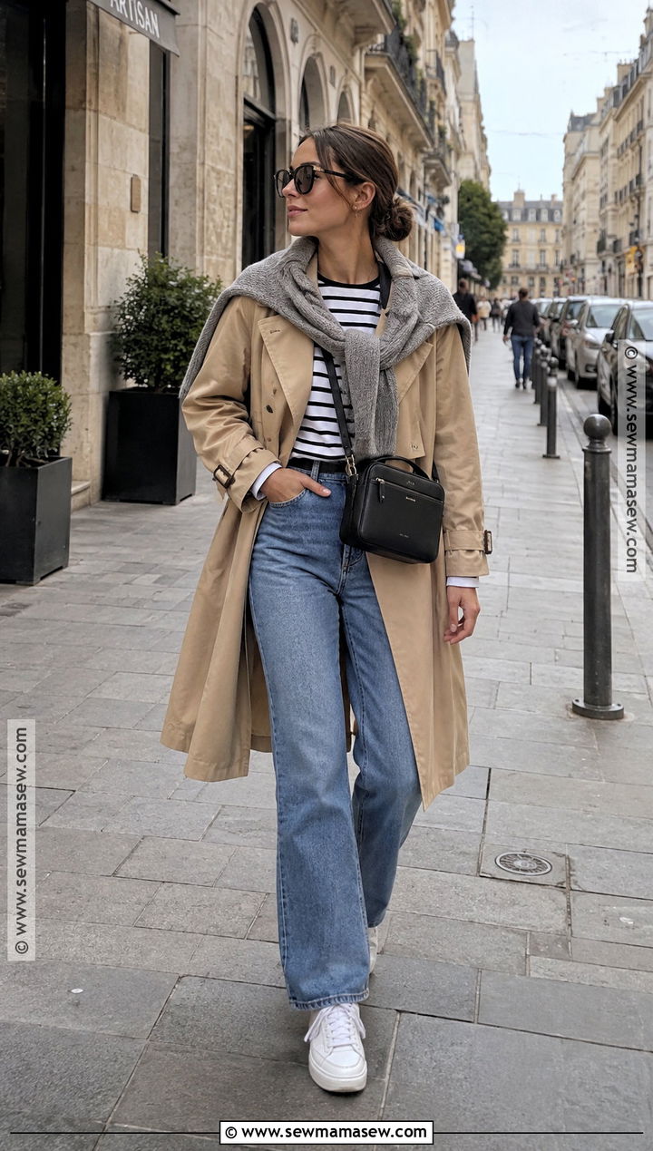 Trench Coat and Jeans Fall Travel Outfit - 15 fall travel outfits 2026