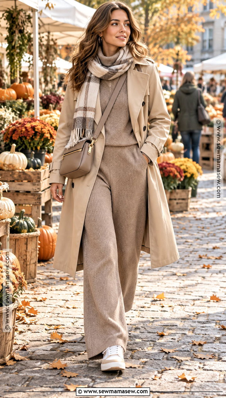 Trench Coat and Knit Set Fall Festival Outfit - 30 fall festival outfit ideas