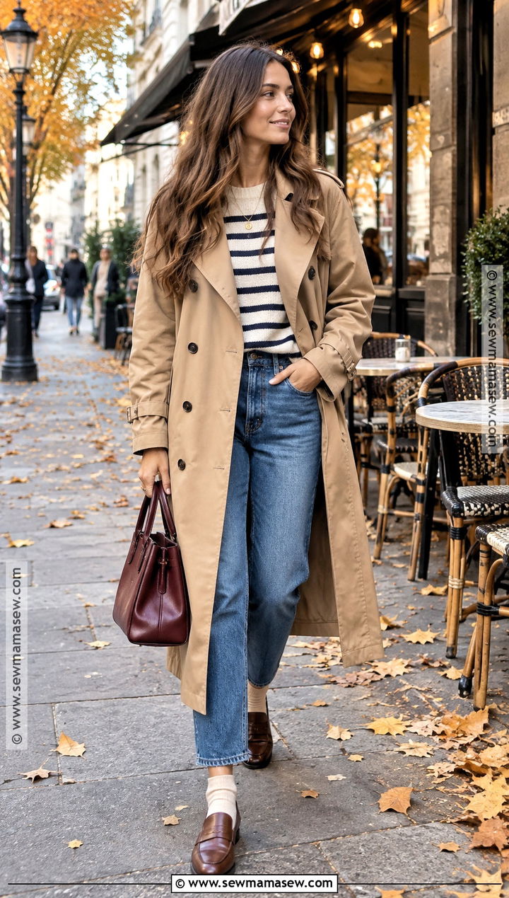 Trench Coat and Loafers Fall Photoshoot - 15 Cute Fall Outfits Photoshoot