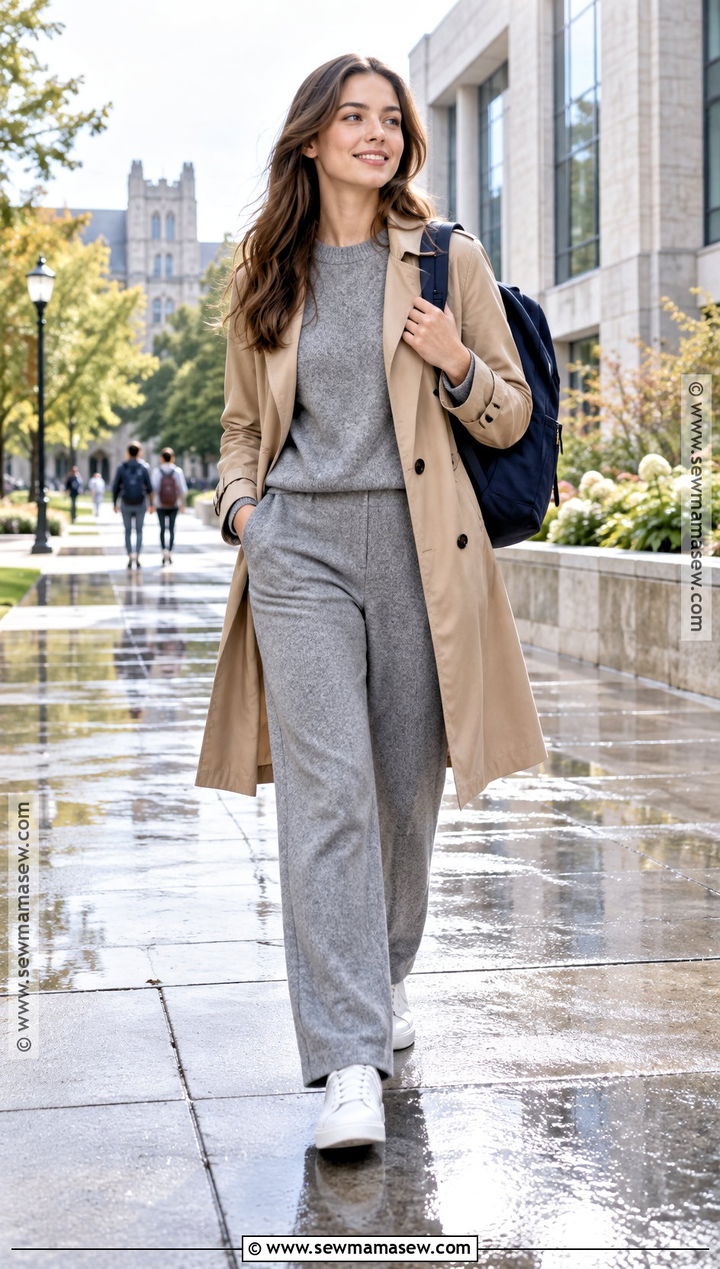 Trench Coat and Matching Knit Set School Outfit - 25 outfits for school autumn