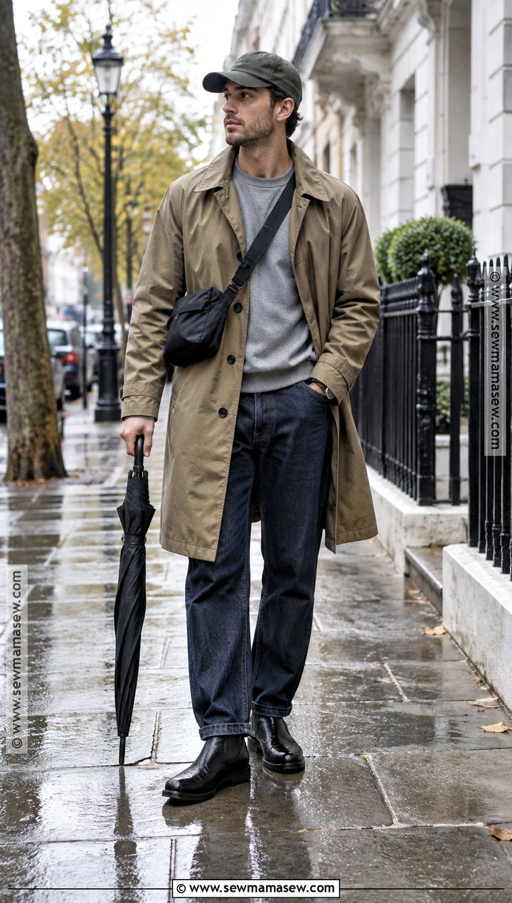 Trench Coat and Relaxed Jeans Fall Outfit - 15 fall outfits for men