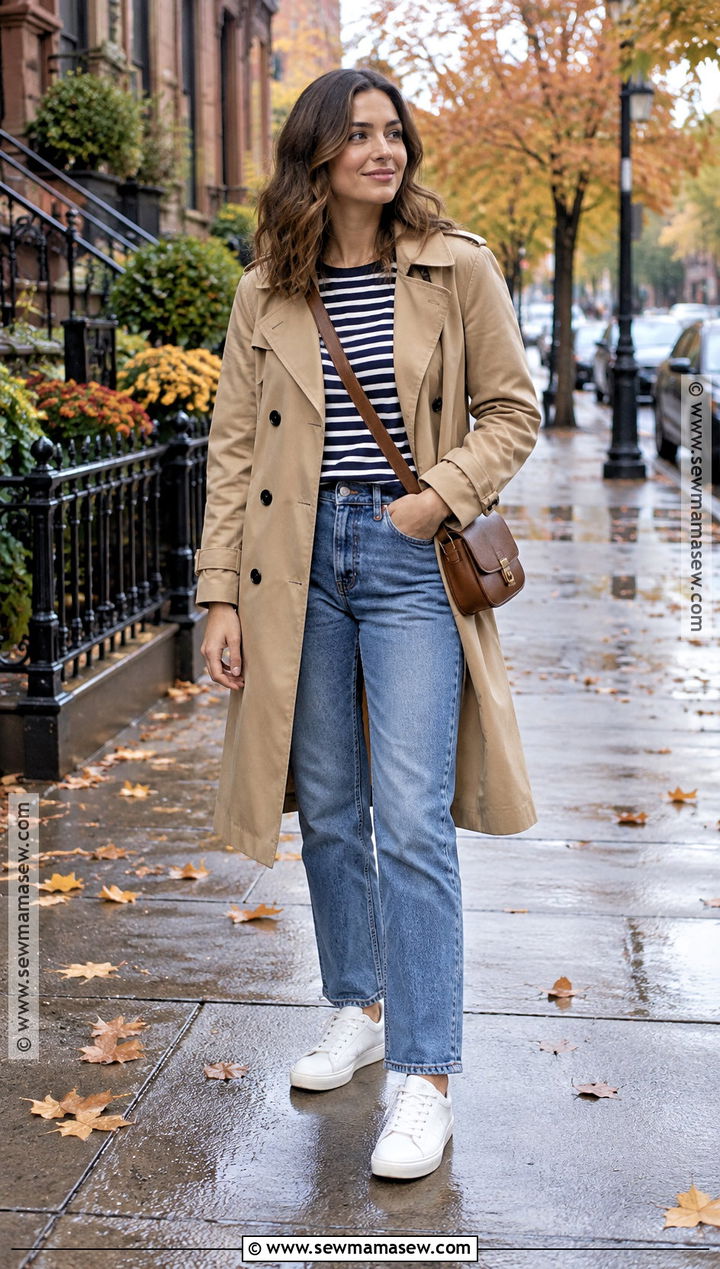 Trench Coat and Relaxed Jeans Fall Outfit - 15 Comfortable Fall Outfits 2026