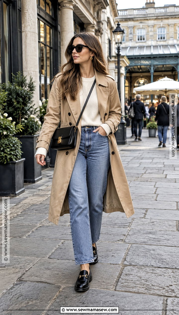 Trench Coat and Straight Leg Jeans London Outfit - 15 London Outfits Fall 2026