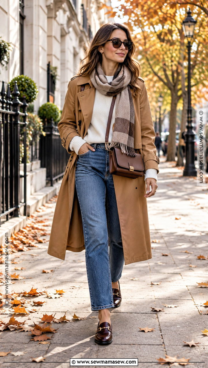 Trench Coat and Straight Leg Jeans Outfit - 20 Autumn City Break Outfit Ideas