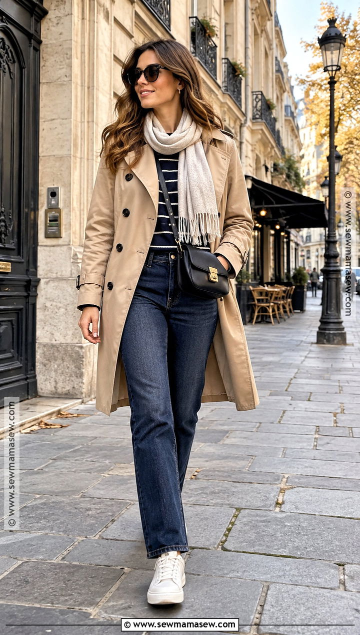 Trench Coat and Straight Leg Jeans Outfit for Europe in Fall - 20 europe in the fall outfits