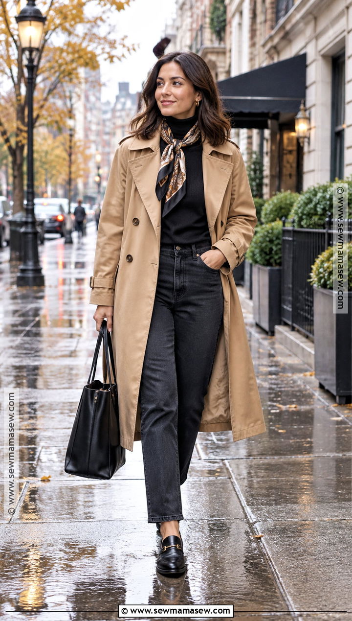 Trench Coat and Turtleneck Preppy Fall Outfit - 20 Preppy Outfits Fall