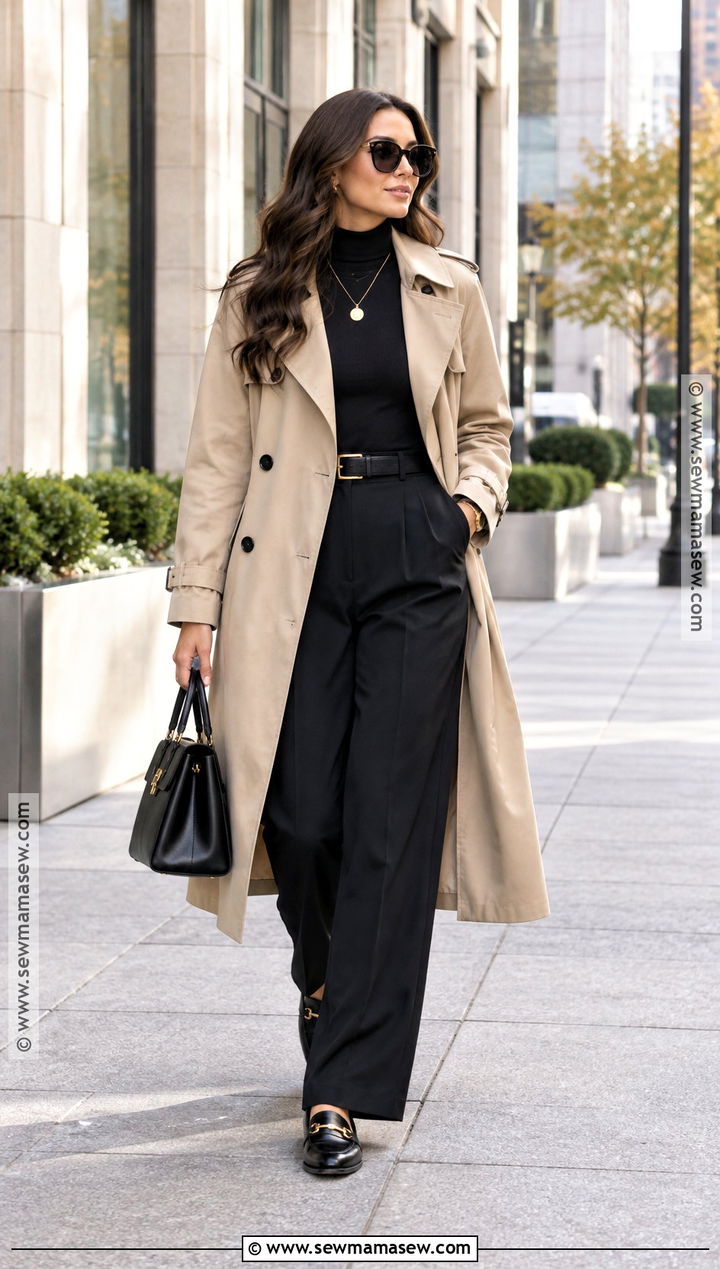 Trench Jacket With Black Trousers - 20 jacket for fall ideas