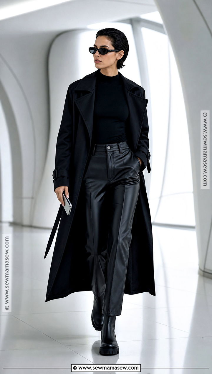 Trinity Costume With Black Trench Coat - 35 dark hair halloween costume ideas