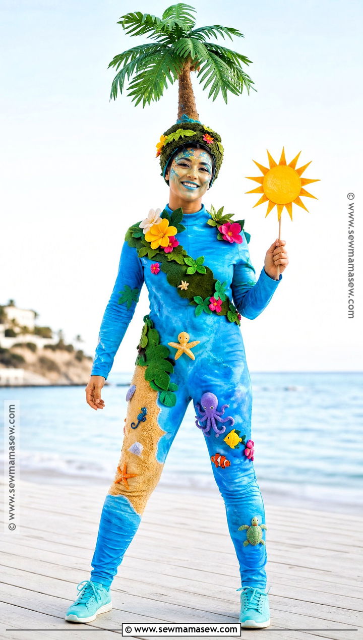 Tropical Island Costume With Palm Tree Headpiece - 30 tropical costume ideas
