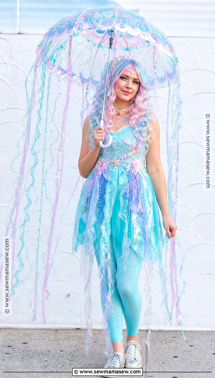 Tropical Jellyfish Costume With Ribbon Tentacles - 30 tropical costume ideas