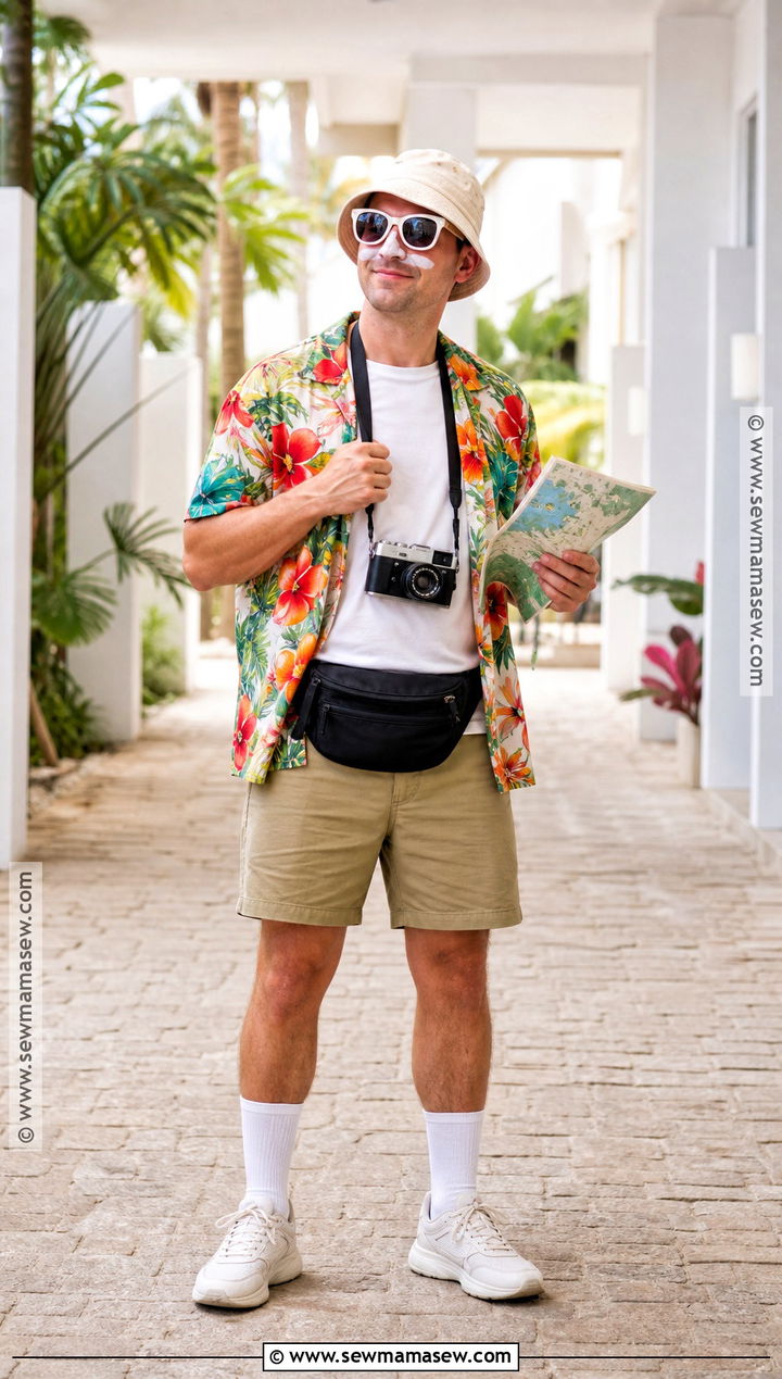 Tropical Tourist Costume With Floral Shirt - 30 tropical costume ideas