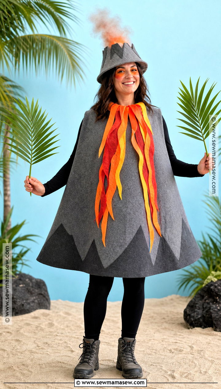 Tropical Volcano Costume With Lava Streamers - 30 tropical costume ideas