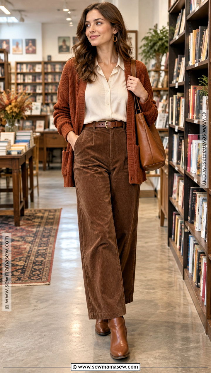 True Autumn Cream Blouse And Corduroy Pants Outfit - 25 true autumn color palette outfits