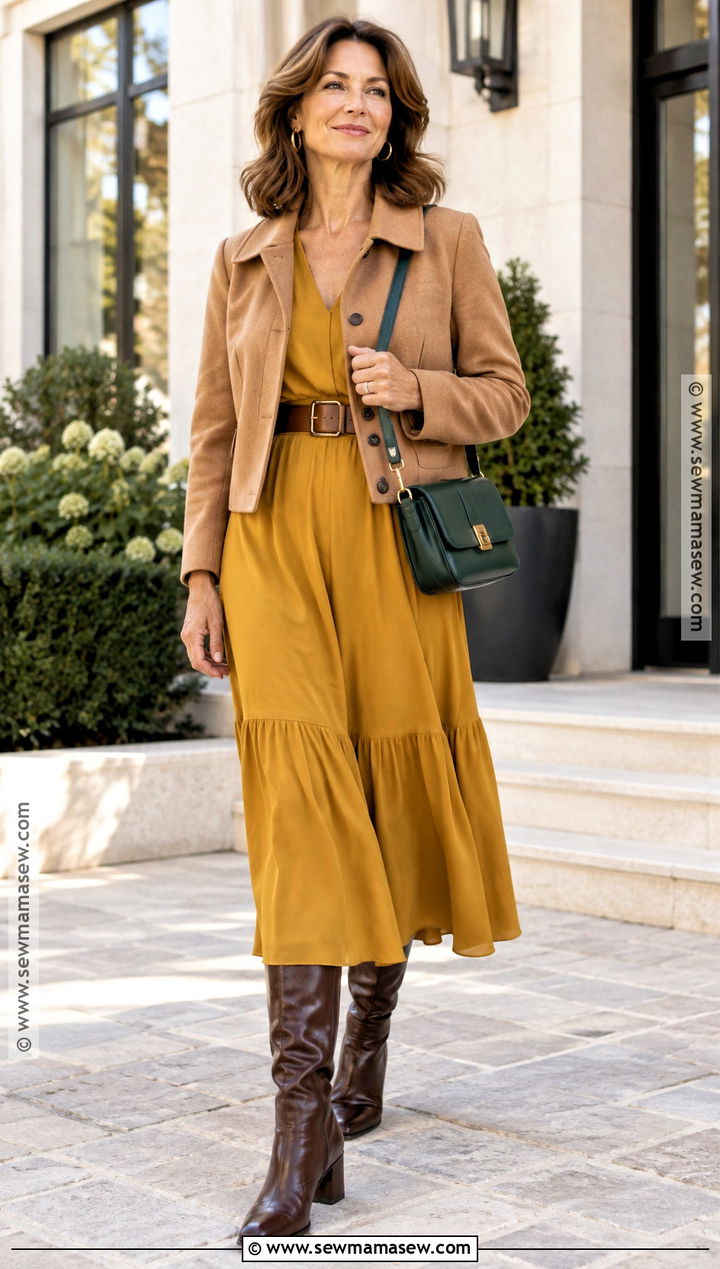 True Autumn Mustard Dress Outfit - 20 autumn color analysis outfits