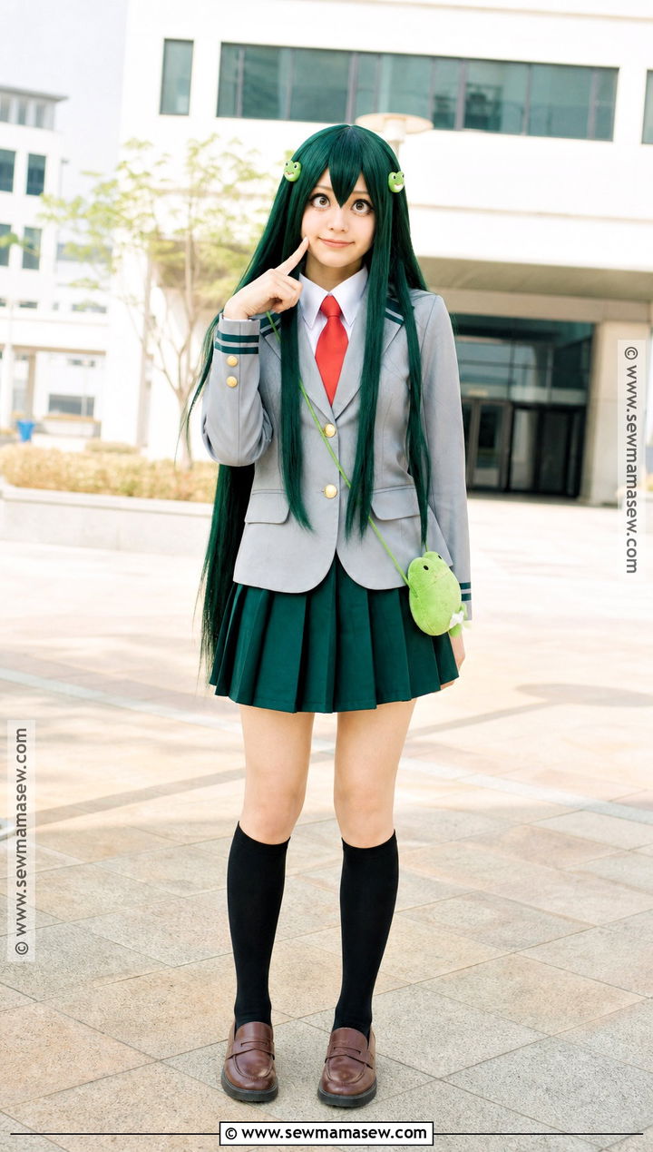 Tsuyu Asui Cosplay With Green School Uniform - 35 Easy Cosplay Ideas Women Anime