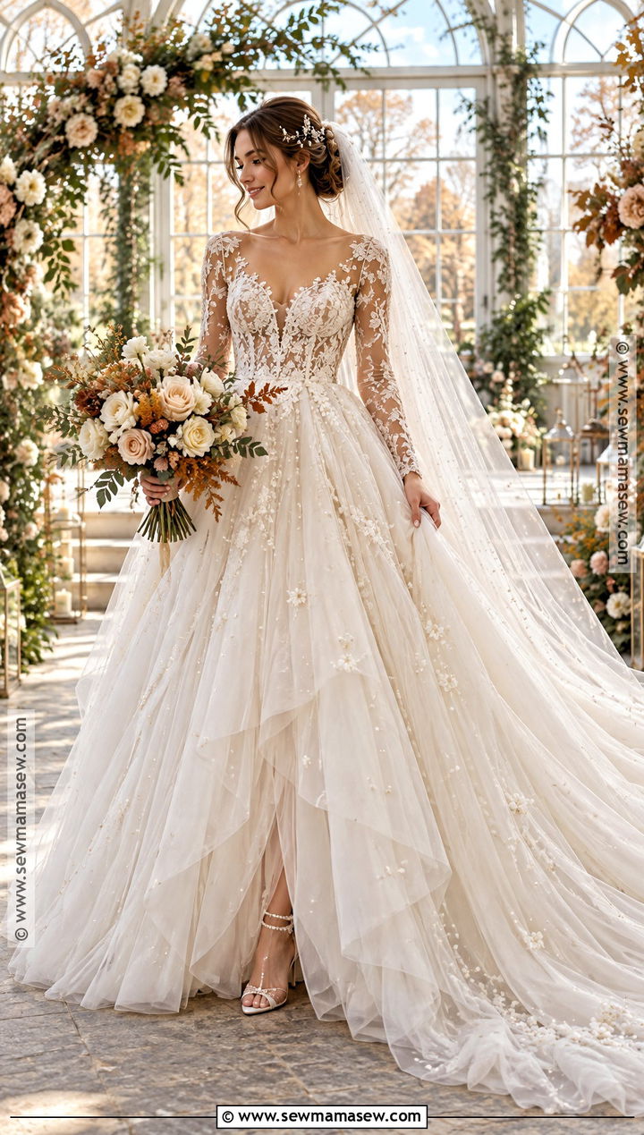 Tulle Ball Gown Autumn Wedding Dress - 25 autumn wedding dress ideas