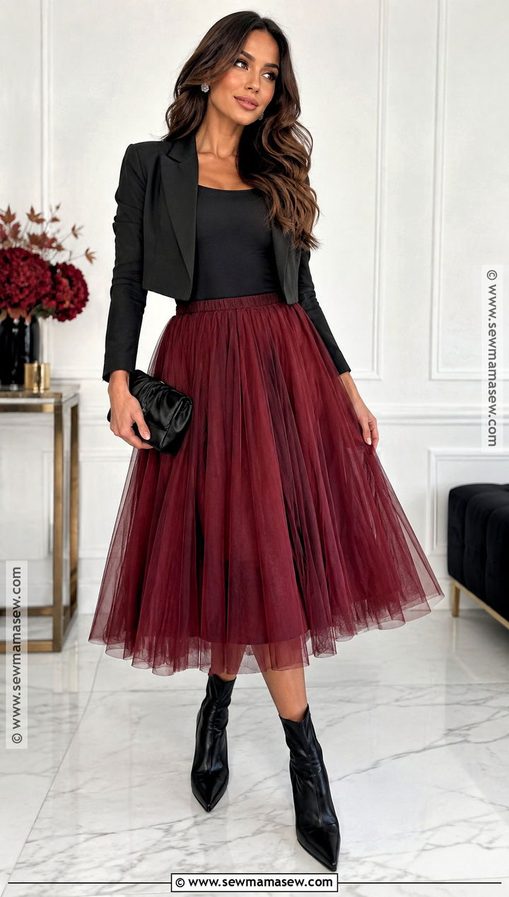 Tulle Midi Skirt With Fitted Bodysuit - 20 birthday outfit ideas for women fall