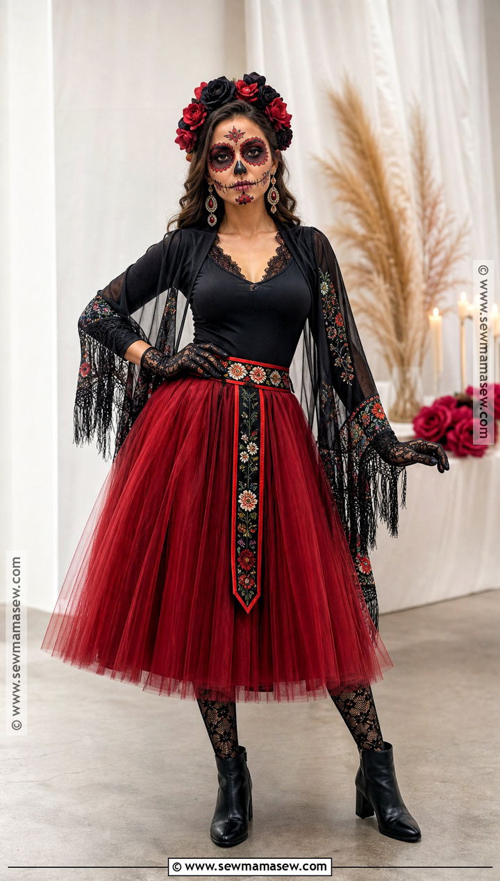 Tulle Skirt Sugar Skull Costume - 35 sugar skull costume ideas