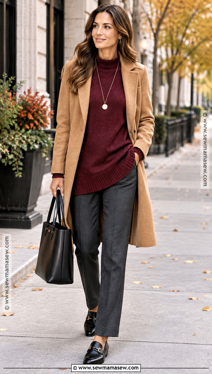 Tunic Sweater And Tailored Pants Fall Church Outfit - 20 modest fall outfits church