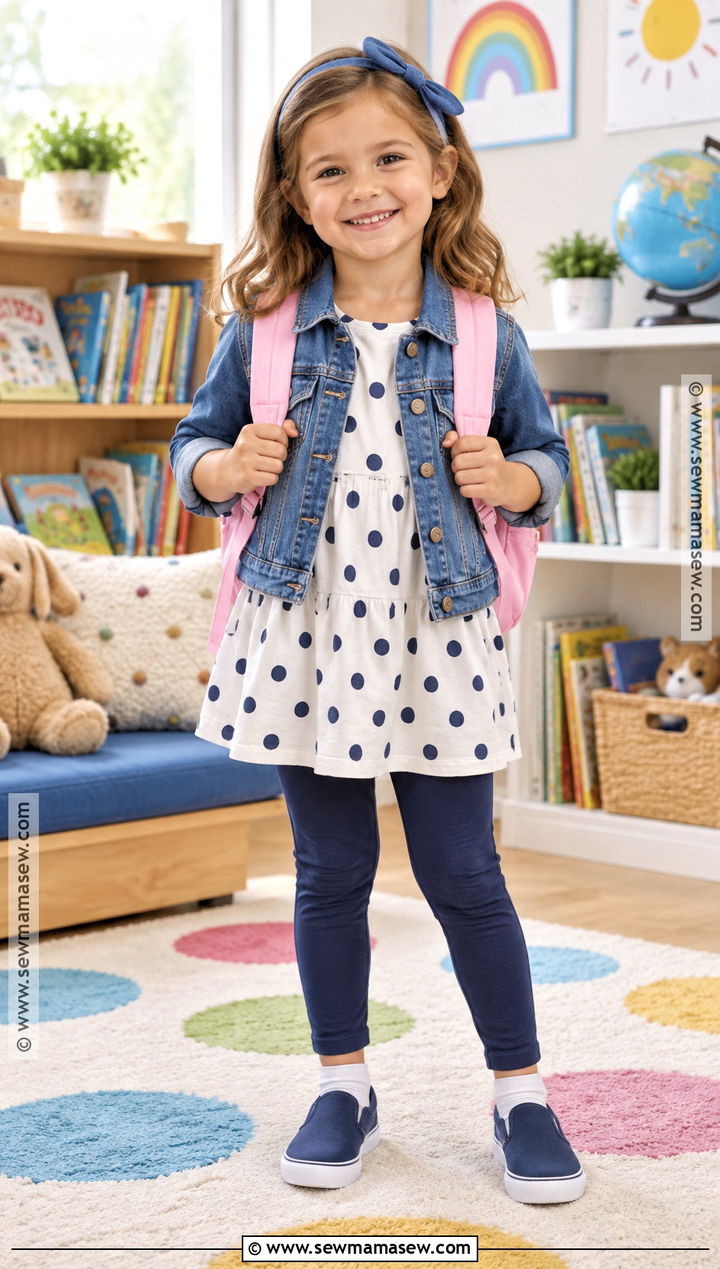 Tunic Top With Leggings And Slip On Sneakers - 20 Back To School Outfits Kindergarten for Girls