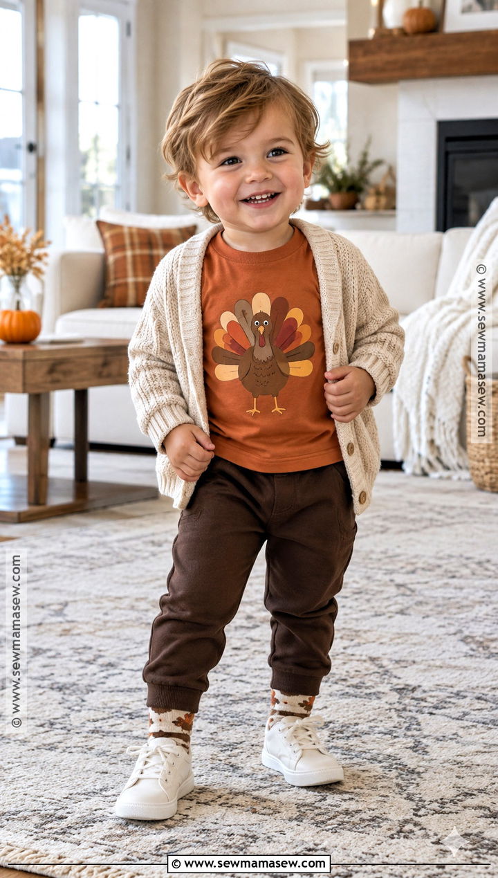 Turkey Graphic Tee and Joggers Thanksgiving Outfit - 15 Thanksgiving Clothes for Kids