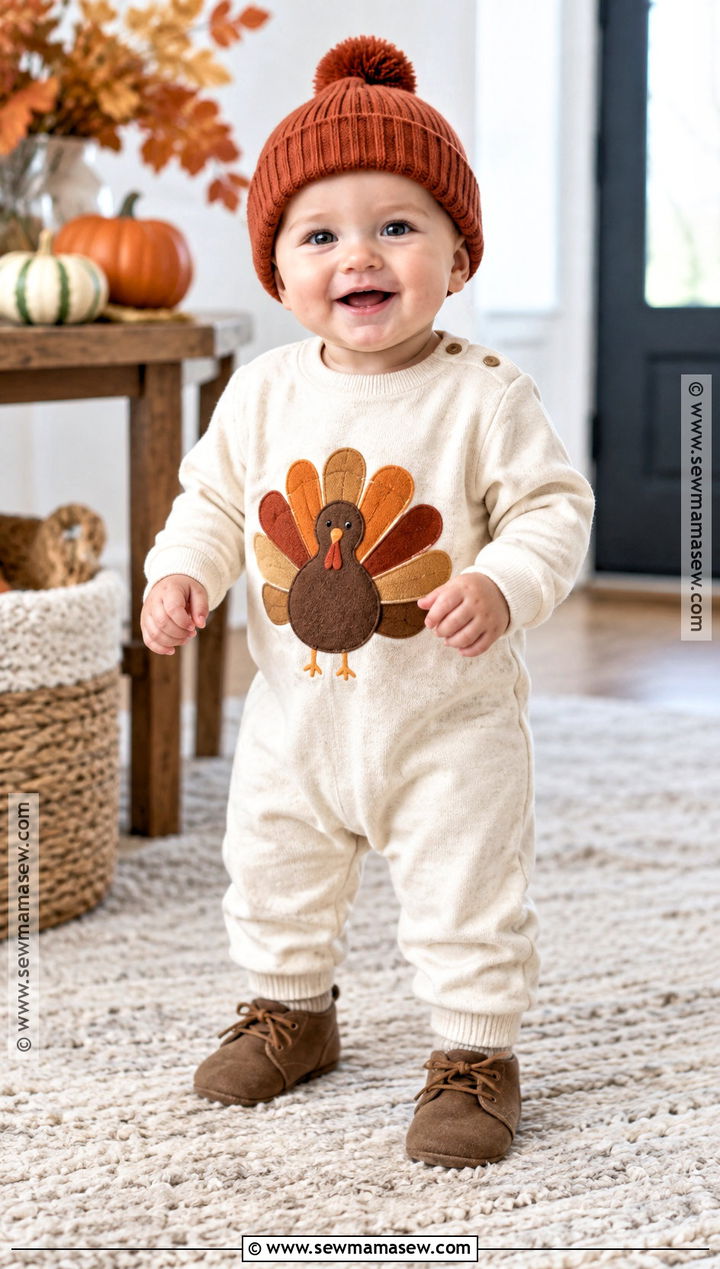 Turkey Jumpsuit And Matching Hat Outfit - 20 baby thanksgiving outfit ideas for boys