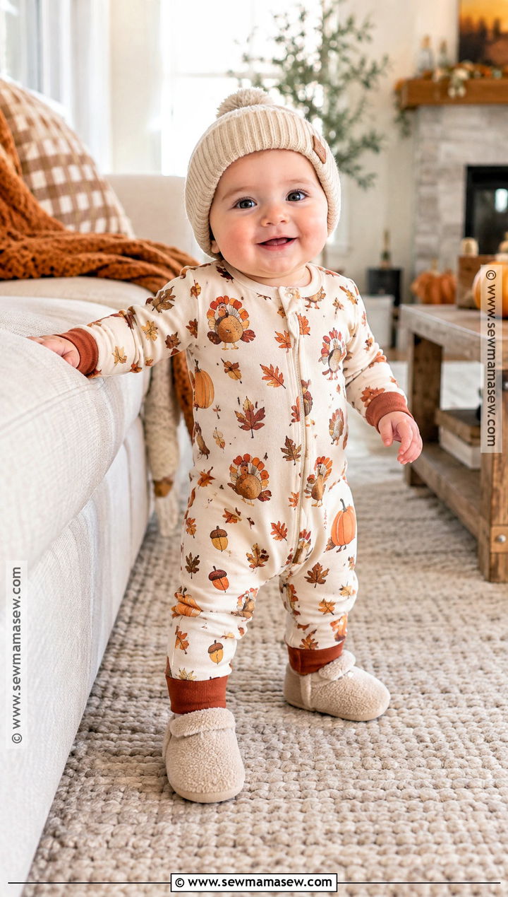 Turkey Pajama Set And Slippers Outfit - 15 Baby First Thanksgiving Outfit Ideas