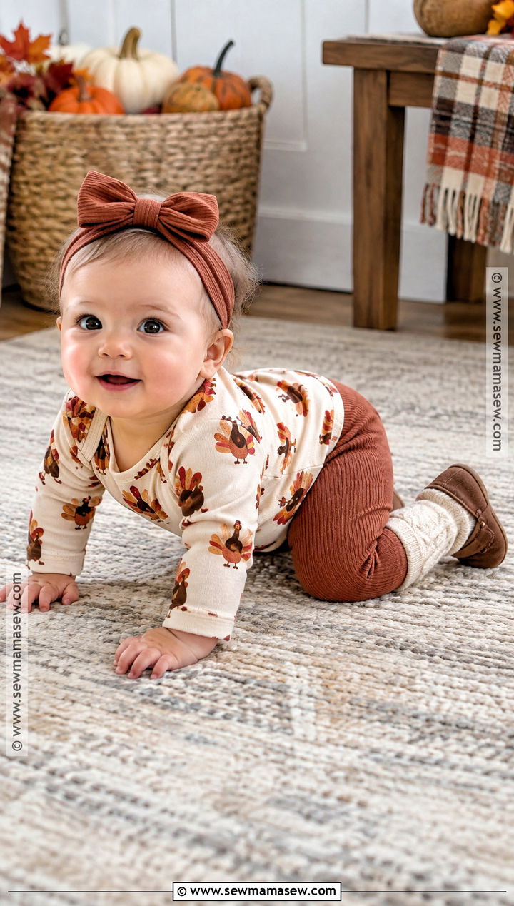 Turkey Print Onesie With Leggings - 15 thanksgiving onesie ideas for girls