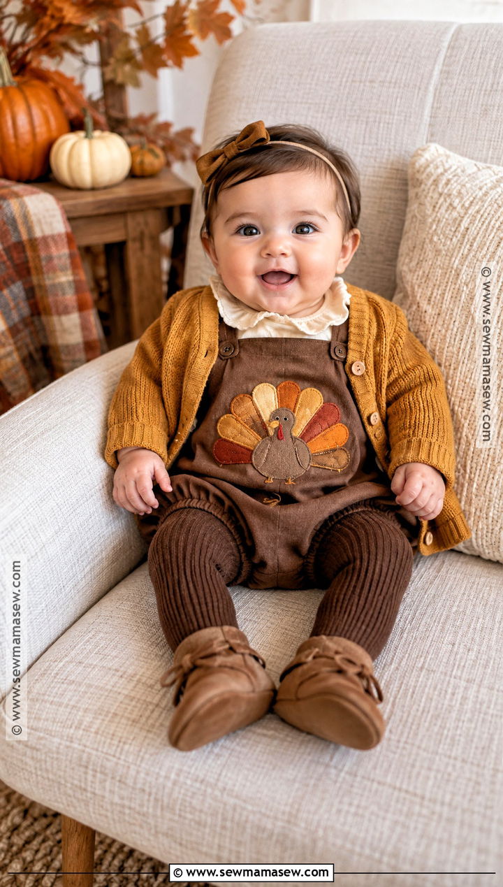 Turkey Romper And Cardigan Thanksgiving Outfit - 15 3 month thanksgiving outfit ideas
