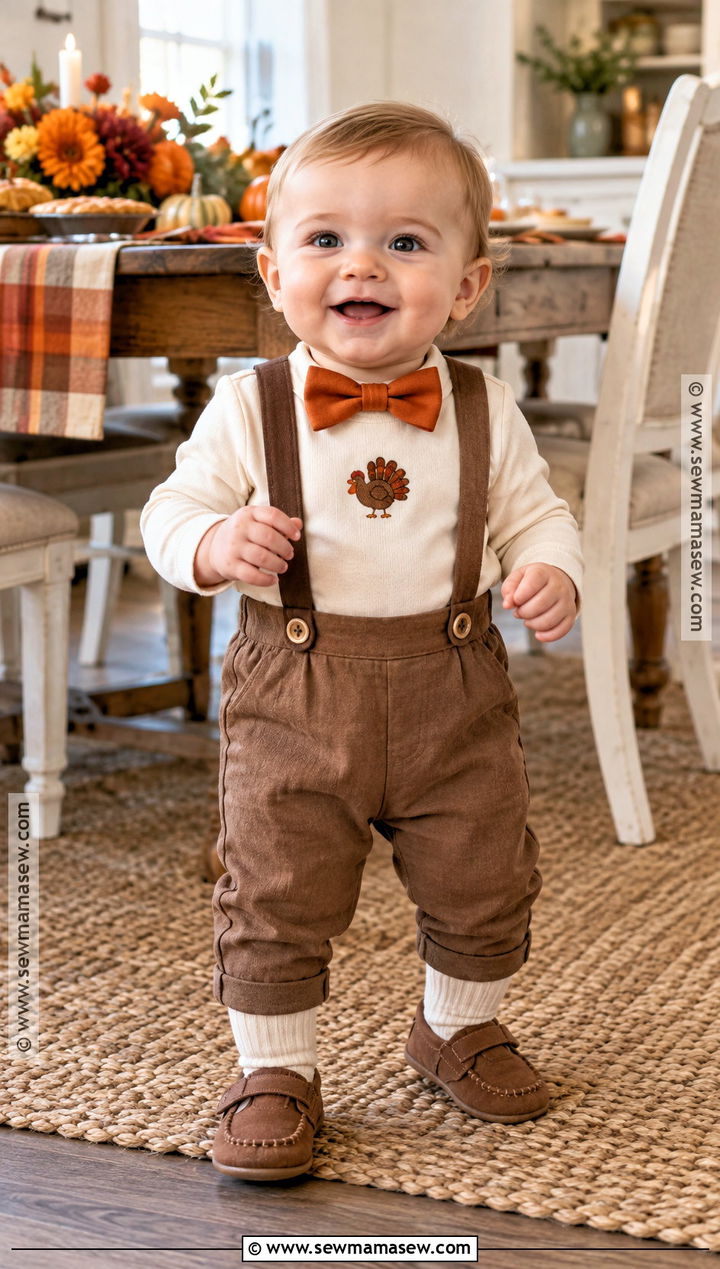 Turkey Suspender Pants Outfit - 15 Baby First Thanksgiving Outfit Ideas