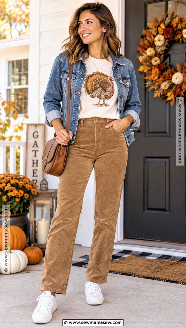 Turkey Thanksgiving Shirt With Corduroy Pants - 25 Thanksgiving Shirts