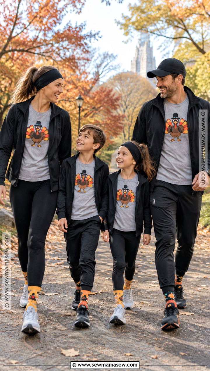 Turkey Trot Family T Shirts With Leggings And Sneakers - 15 thanksgiving family tshirts ideas