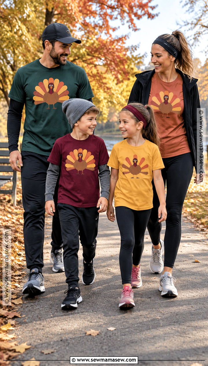 Turkey Trot T Shirts With Leggings And Sneakers - 15 thanksgiving tshirt ideas for family