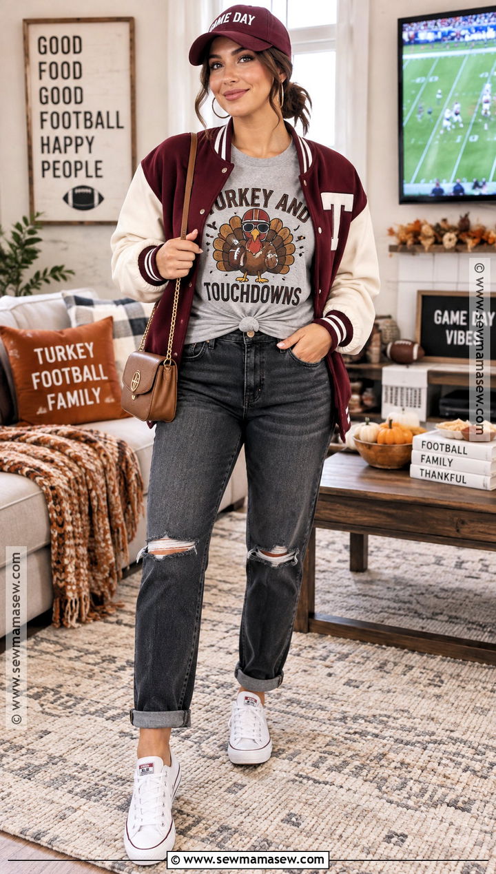 Turkey and Touchdowns Thanksgiving T Shirt Outfit - 15 Funny Thanksgiving Tshirts Ideas