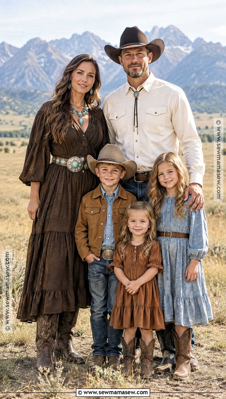 Turquoise And Chocolate Western Family Outfit - 20 fall family pictures outfits western
