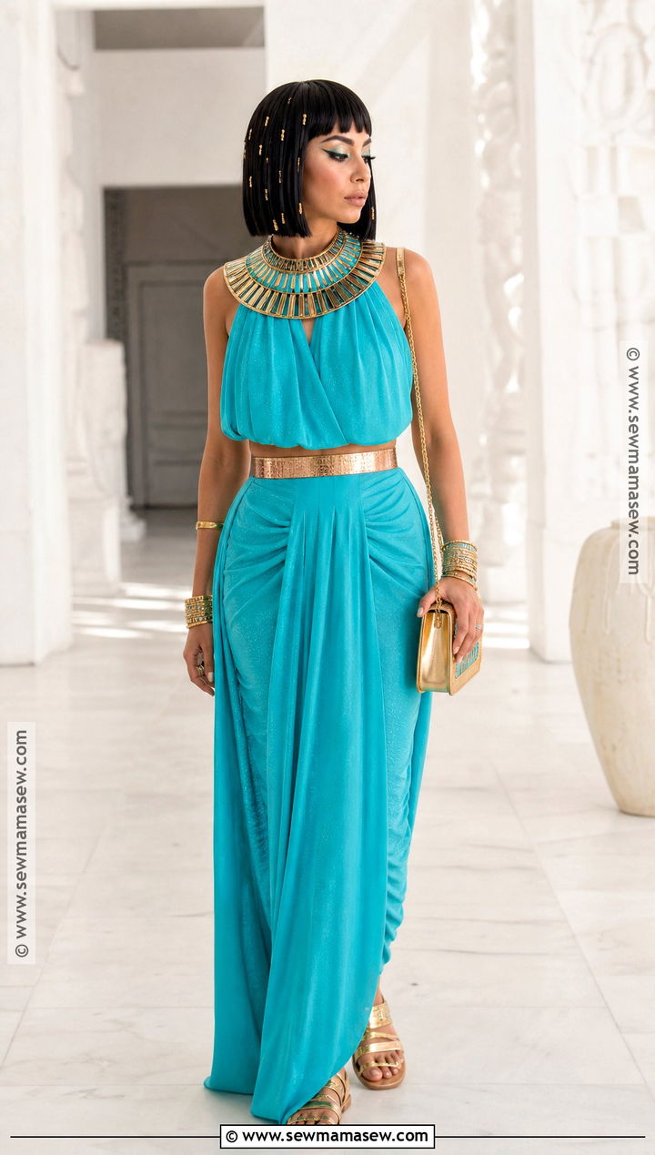 Turquoise Two Piece Cleopatra Outfit - 30 Cleopatra Halloween Outfit Ideas