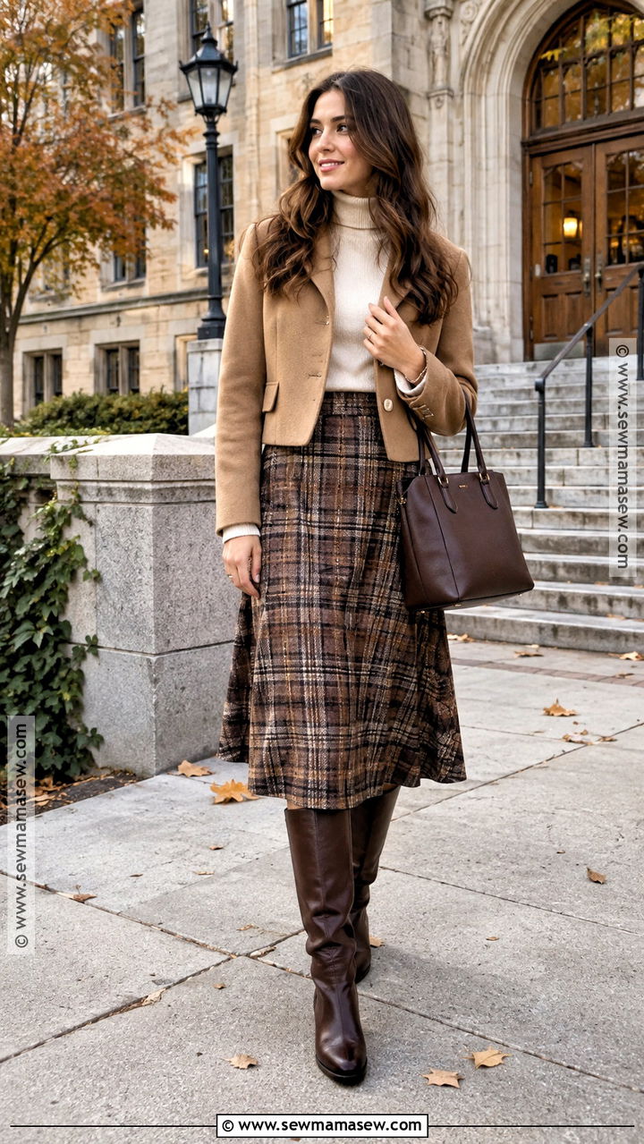 Turtleneck And A Line Midi Skirt Fall Semester Outfit - 20 fall semester outfits