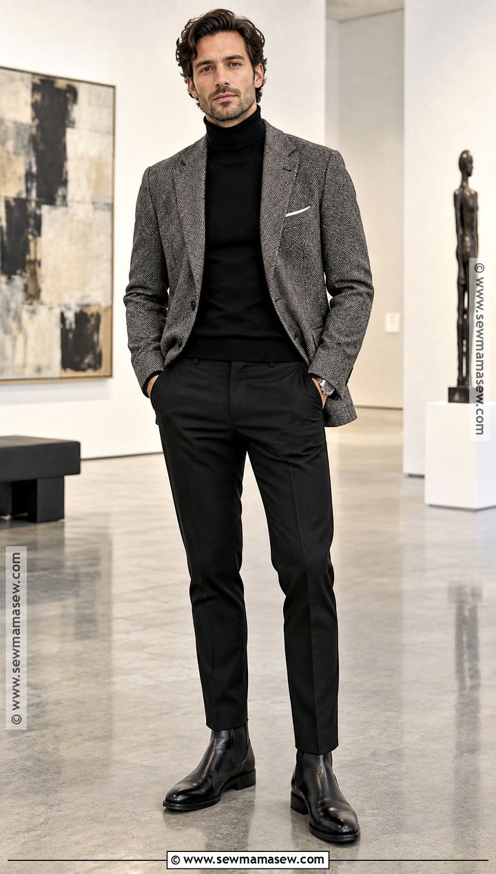 Turtleneck And Blazer Fall Outfit - 30 fall outfits for men
