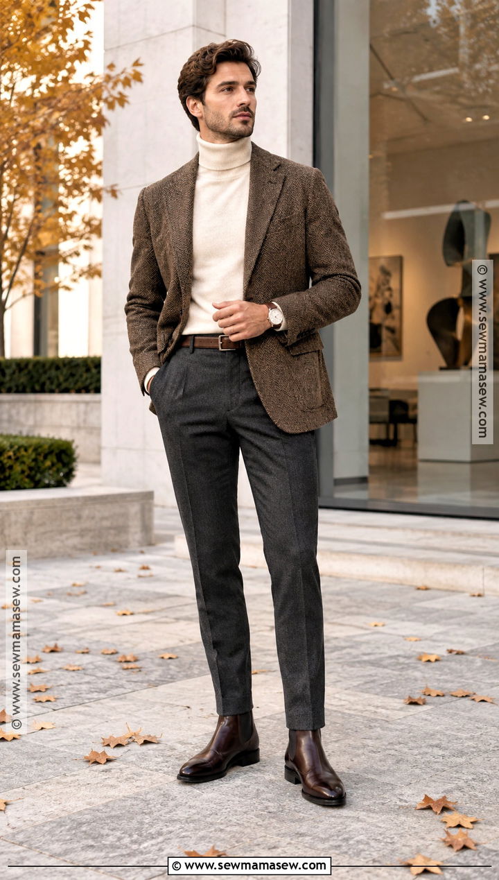 Turtleneck And Blazer Fall Outfit - 15 Fall Fits Men Aesthetic
