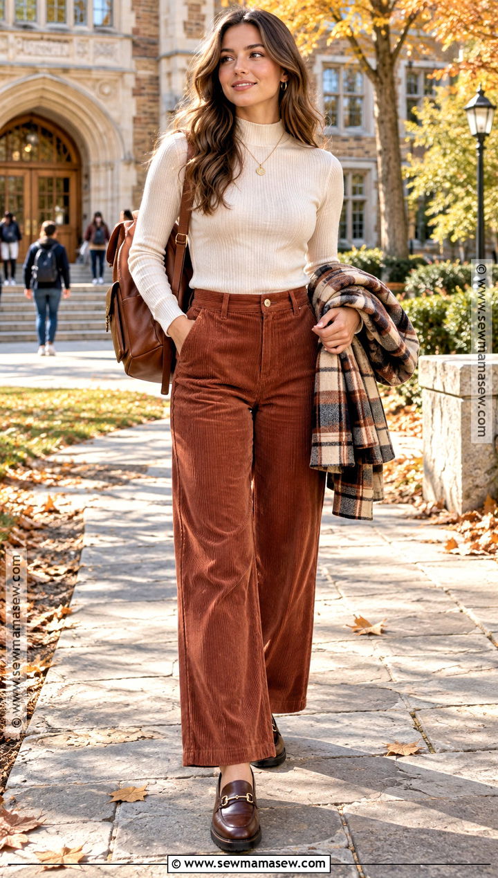 Turtleneck And Corduroy Pants Back To School Outfit - 15 back-to-school outfit inspiration ideas