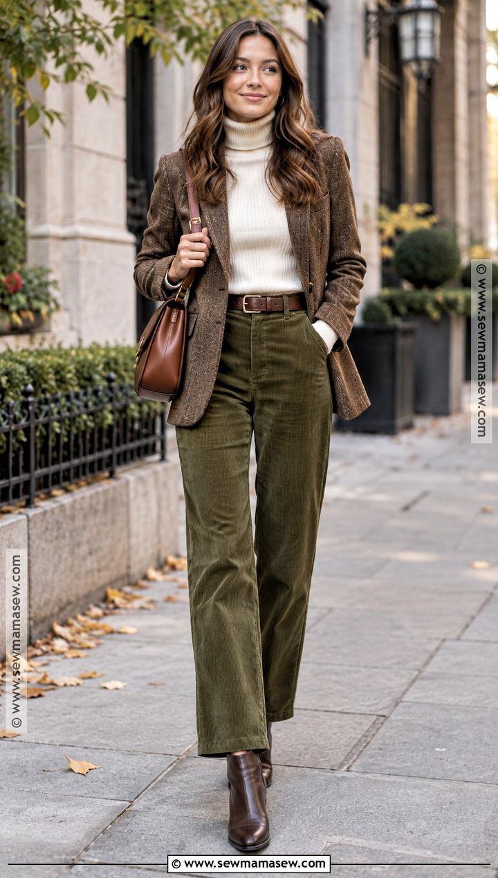 Turtleneck And Corduroy Pants Fall Outfit - 25 classy fall outfits
