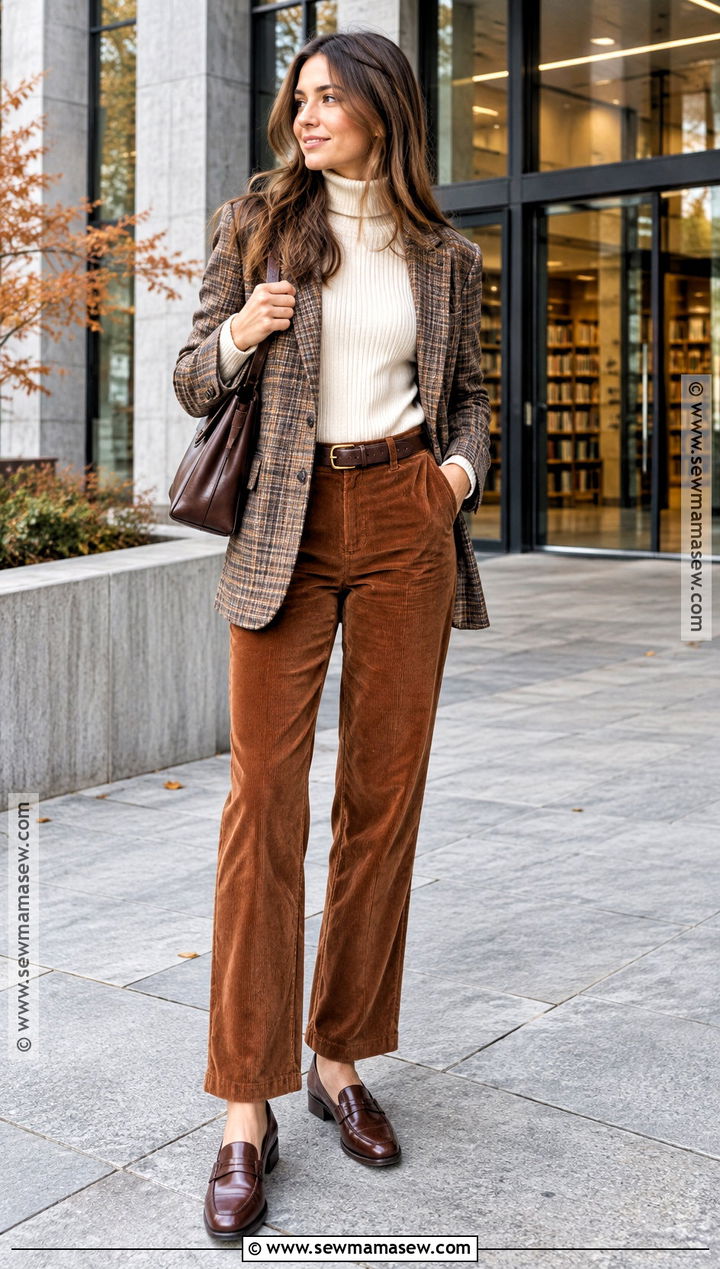 Turtleneck And Corduroy Pants Fall Outfit - 30 casual fall outfits for women