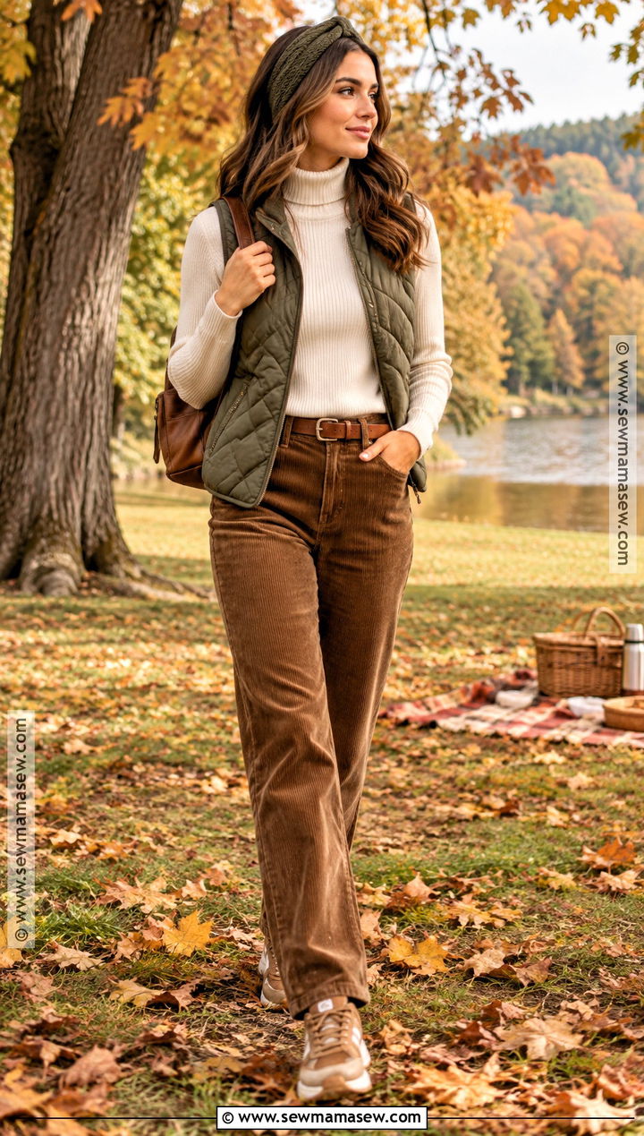 Turtleneck And Corduroy Pants Fall Picnic Outfit - 25 fall picnic outfit ideas